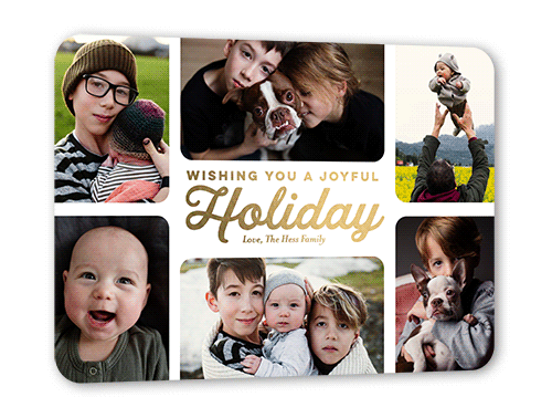 Flowing Frames Holiday Card, Gold Foil, White, 5x7, Holiday, Matte, Personalized Foil Cardstock, Rounded