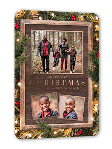 Gleaming Portrait Holiday Card, Brown, Rose Gold Foil, 5x7, Christmas, Matte, Personalized Foil Cardstock, Rounded