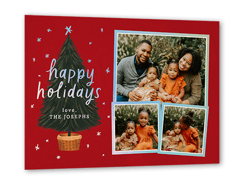 Polished Tree Holiday Card, Red, Iridescent Foil, 5x7, Holiday, Matte, Personalized Foil Cardstock, Square