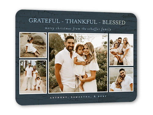 Resounding Sentiments Holiday Card, Blue, Iridescent Foil, 5x7, Religious, Matte, Personalized Foil Cardstock, Rounded