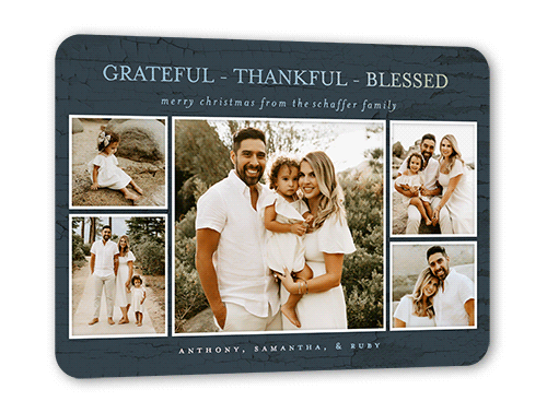 Resounding Sentiments Holiday Card, Iridescent Foil, Blue, 5x7, Religious, Matte, Personalized Foil Cardstock, Rounded, Blue