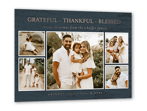 Resounding Sentiments Holiday Card, Rose Gold Foil, Blue, 5x7, Religious, Matte, Personalized Foil Cardstock, Square, Blue