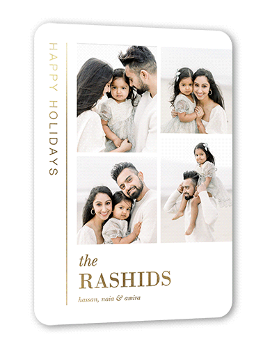 Familiar Memories Holiday Card, White, Gold Foil, 5x7, Holiday, Matte, Personalized Foil Cardstock, Rounded