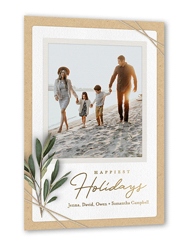 Twined Stems Holiday Card, Beige, Gold Foil, 5x7, Holiday, Matte, Personalized Foil Cardstock, Square, Tan