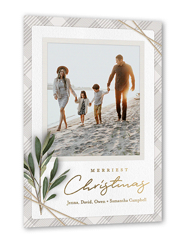 Twined Stems Holiday Card, Gray, Gold Foil, 5x7, Christmas, Matte, Personalized Foil Cardstock, Square, Gray