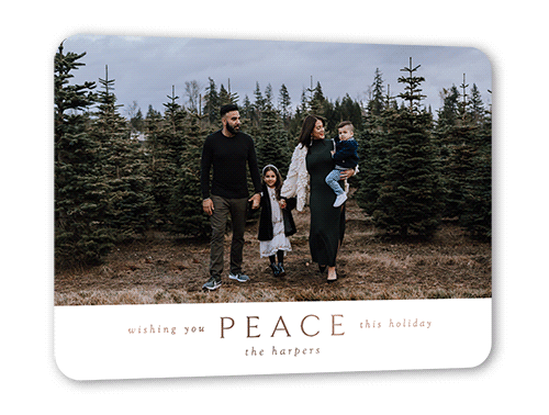 Affectionate Message Holiday Card, Rose Gold Foil, White, 5x7, Holiday, Matte, Personalized Foil Cardstock, Rounded