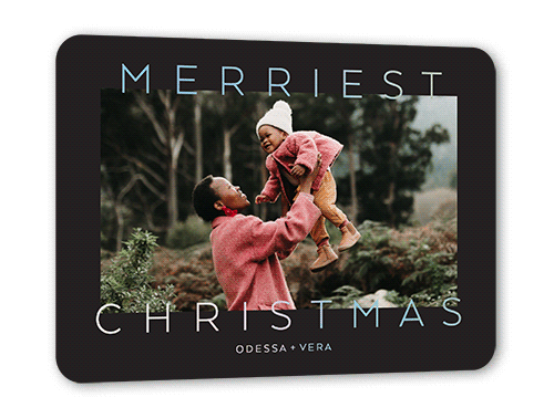 Message Overlap Holiday Card, Iridescent Foil, Black, 5x7, Christmas, Matte, Personalized Foil Cardstock, Rounded, Black