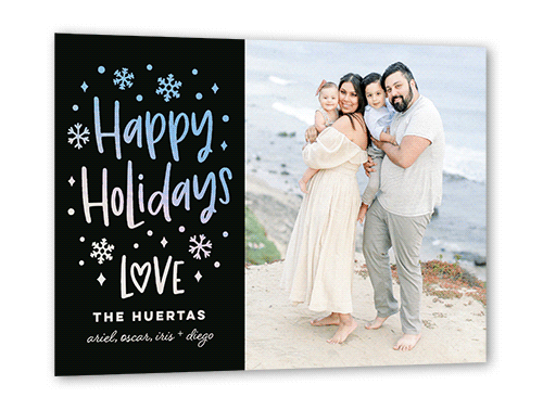 Snowy Affection Holiday Card, Black, Iridescent Foil, 5x7, Holiday, Matte, Personalized Foil Cardstock, Square