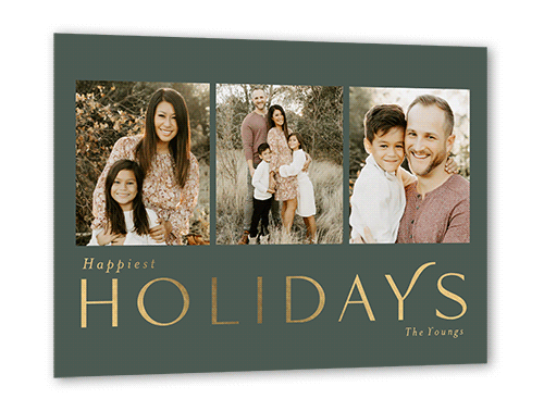 Simple Flair Holiday Card, Green, Gold Foil, 5x7, Holiday, Matte, Personalized Foil Cardstock, Square