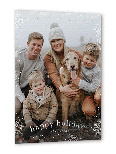Snowfall Surroundings Holiday Card, Iridescent Foil, White, 5x7, Holiday, Matte, Personalized Foil Cardstock, Square