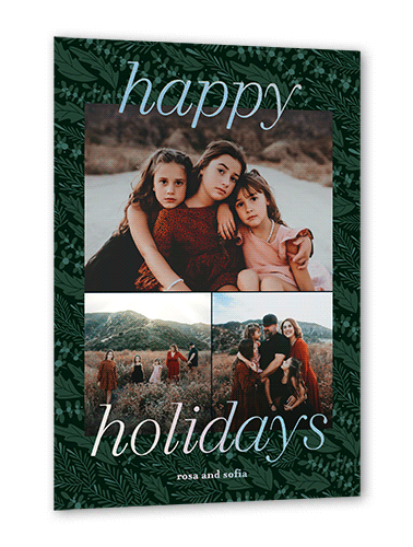 Twilight Holly Holiday Card, Green, Iridescent Foil, 5x7, Holiday, Matte, Personalized Foil Cardstock, Square