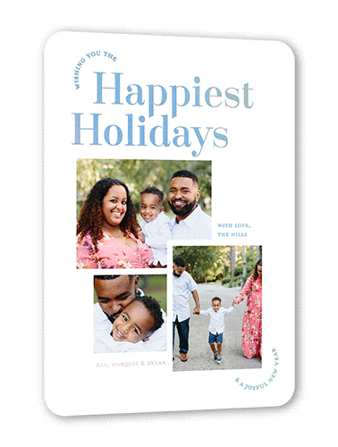 Rounded Bliss Collage Holiday Card, White, Iridescent Foil, 5x7, Holiday, Matte, Personalized Foil Cardstock, Rounded
