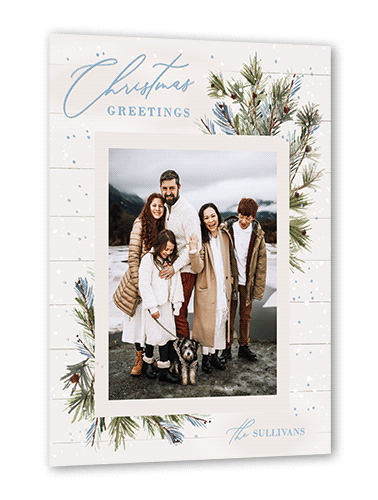 Foil Snow Frame Holiday Card, Iridescent Foil, White, 5x7, Christmas, Matte, Personalized Foil Cardstock, Square