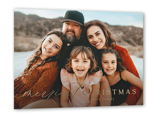 Mixed Type Footer Holiday Card, White, Gold Foil, 5x7, Christmas, Matte, Personalized Foil Cardstock, Square