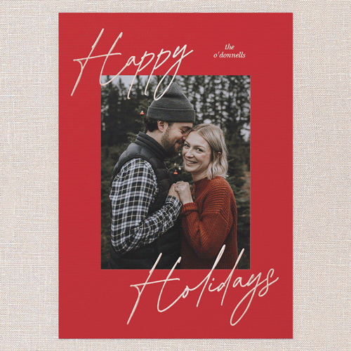 Diagonal Greeting Holiday Card, Blue, Rose Gold Foil, 5x7, Holiday, Matte, Personalized Foil Cardstock, Square, Sky