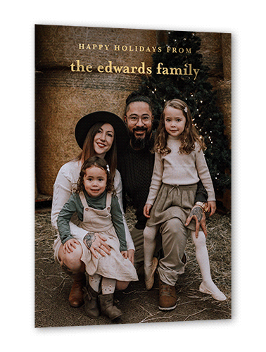 Unique Family Holiday Card, White, Gold Foil, 5x7, Holiday, Matte, Personalized Foil Cardstock, Square