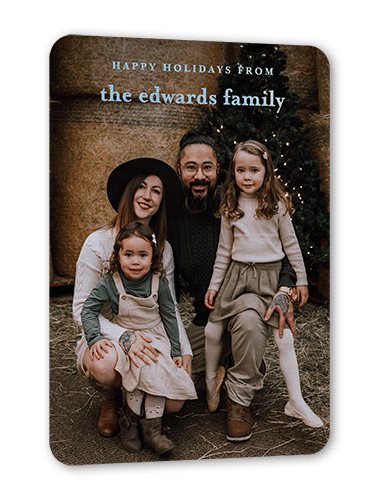 Unique Family Holiday Card, White, Iridescent Foil, 5x7, Holiday, Matte, Personalized Foil Cardstock, Rounded