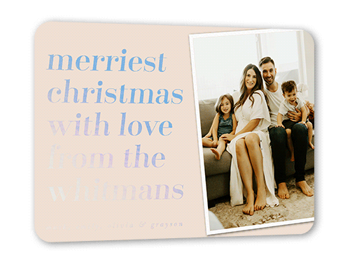 Classic Photo Collage Holiday Card, Beige, Iridescent Foil, 5x7, Christmas, Matte, Personalized Foil Cardstock, Rounded