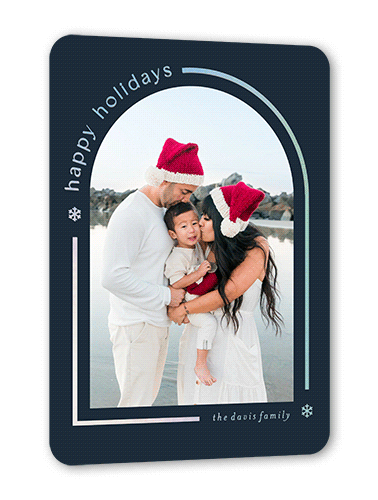 Modern Holiday Card Arch Holiday Card, Black, Iridescent Foil, 5x7, Holiday, Matte, Personalized Foil Cardstock, Rounded, White