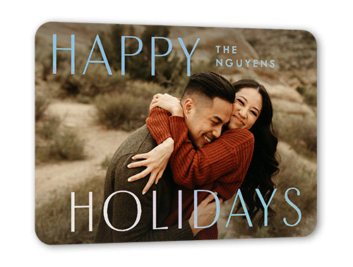 Bold Modern Sentiment Holiday Card, White, Iridescent Foil, 5x7, Holiday, Matte, Personalized Foil Cardstock, Rounded