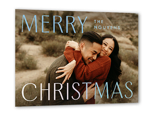 Bold Modern Sentiment Holiday Card, White, Iridescent Foil, 5x7, Christmas, Matte, Personalized Foil Cardstock, Square