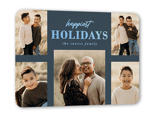 Foil Sentiment Gallery Holiday Card, Blue, Iridescent Foil, 5x7, Holiday, Matte, Personalized Foil Cardstock, Rounded