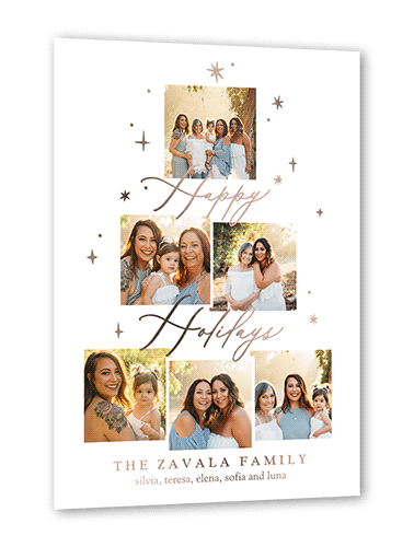 Daylight Stars Holiday Card, White, Rose Gold Foil, 5x7, Holiday, Matte, Personalized Foil Cardstock, Square