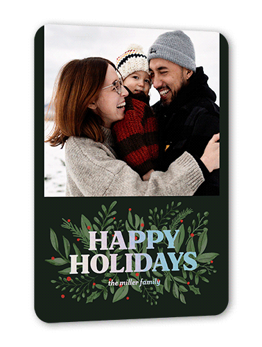 Foil Greeting Holiday Card, Beige, Iridescent Foil, 5x7, Holiday, Matte, Personalized Foil Cardstock, Rounded