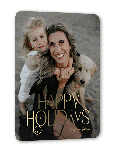 Foil Holiday Card Wishes Holiday Card, Rounded Corners