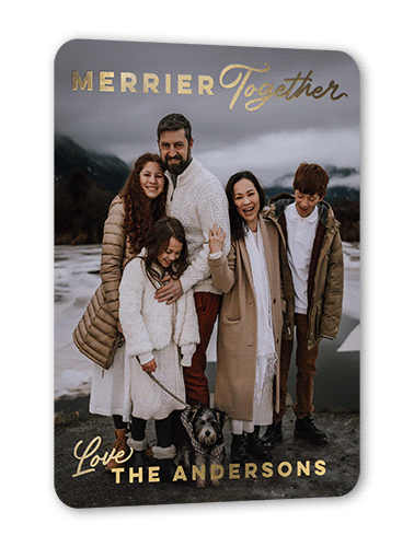 Together In Foil Holiday Card, Gold Foil, Green, 5x7, Christmas, Matte, Personalized Foil Cardstock, Rounded, Spruce