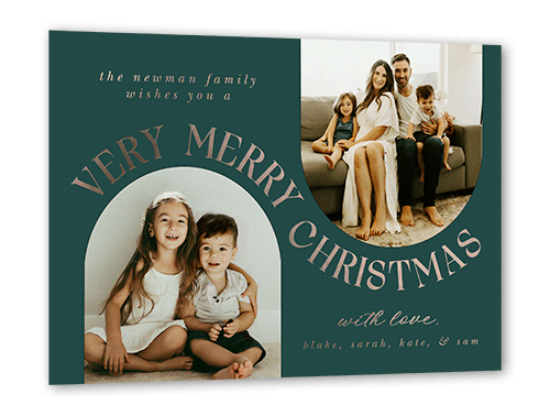 Flip Flop Holiday Card, Green, Rose Gold Foil, 5x7, Christmas, Matte, Personalized Foil Cardstock, Square