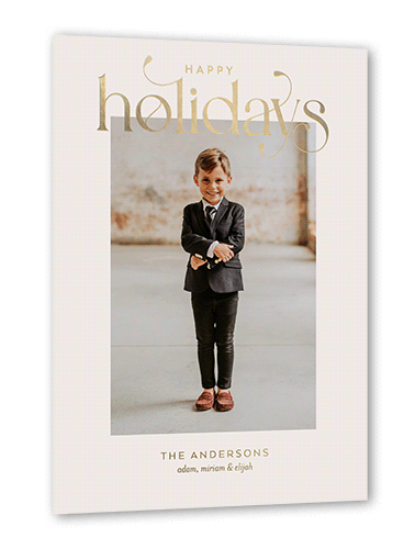 Luxurious Merry Holiday Card, Grey, Gold Foil, 5x7, Holiday, Matte, Personalized Foil Cardstock, Square, Whisper Gray