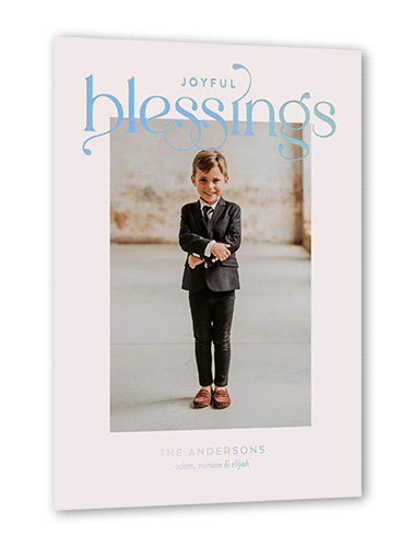 Luxurious Merry Holiday Card, Iridescent Foil, Grey, 5x7, Religious, Matte, Personalized Foil Cardstock, Square, Whisper Gray