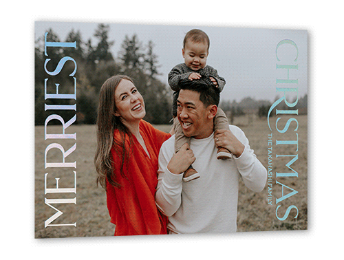 Simple Photo Holiday Card, White, Iridescent Foil, 5x7, Christmas, Matte, Personalized Foil Cardstock, Square