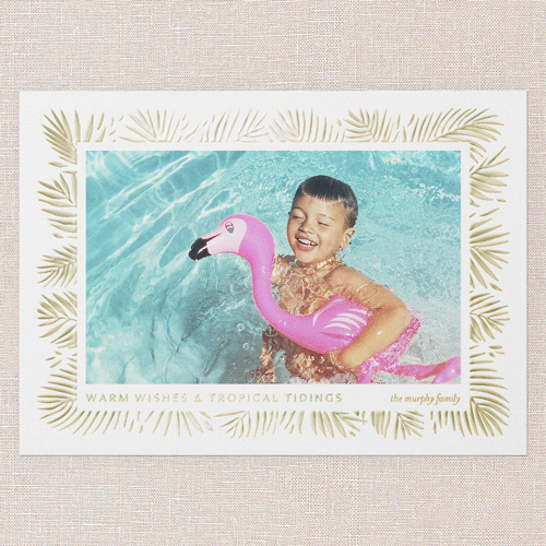 Tropical Tidings Holiday Digital Foil Card, Gold Foil, White, 5x7, Holiday, Matte, Personalized Foil Cardstock, Square, White