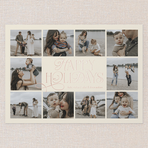 Charming Chai Script Holiday Digital Foil Card, Rose Gold Foil, Beige, 5x7, Holiday, Matte, Personalized Foil Cardstock, Square, Antique White