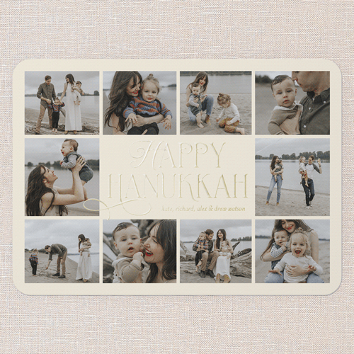 Charming Chai Script Holiday Digital Foil Card, Gold Foil, Beige, 5x7, Hanukkah, Matte, Personalized Foil Cardstock, Rounded, Antique White