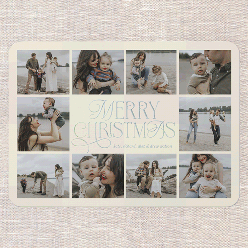 Charming Chai Script Holiday Digital Foil Card, Beige, Iridescent Foil, 5x7, Christmas, Matte, Personalized Foil Cardstock, Rounded, Antique White