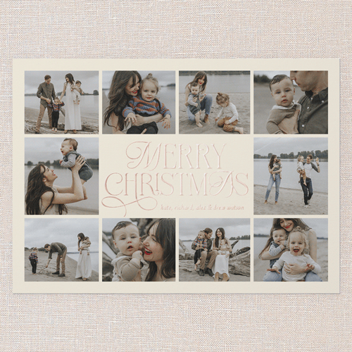 Charming Chai Script Holiday Digital Foil Card, Beige, Rose Gold Foil, 5x7, Christmas, Matte, Personalized Foil Cardstock, Square, Antique White