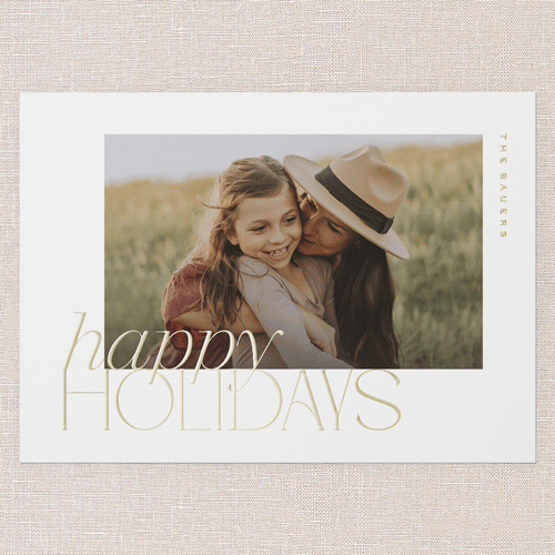 Refined Shine Holiday Digital Foil Card, White, Gold Foil, 5x7, Holiday, Matte, Personalized Foil Cardstock, Square