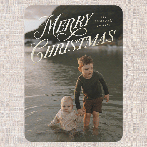 Magnificent Shine Holiday Digital Foil Card, Gold Foil, White, 5x7, Christmas, Matte, Personalized Foil Cardstock, Rounded, White