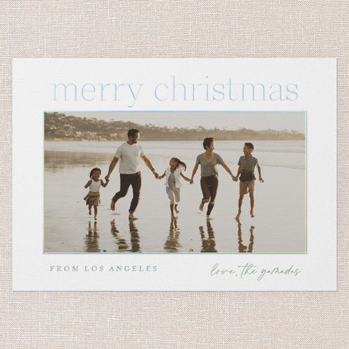 Merry Adventure Holiday Digital Foil Card, White, Iridescent Foil, 5x7, Christmas, Matte, Personalized Foil Cardstock, Square, White