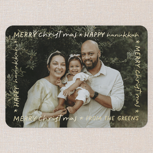 Playful Type Holiday Digital Foil Card, White, Gold Foil, 5x7, Hanukkah, Matte, Personalized Foil Cardstock, Rounded, White