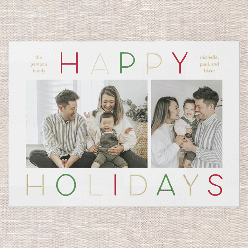 Colorful Vibes Holiday Card, Gold Foil, White, 5x7, Holiday, Matte, Personalized Foil Cardstock, Square, White