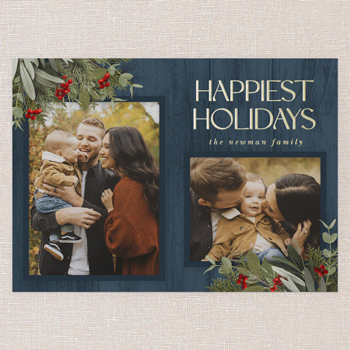 Classic Nordic Wishes Holiday Card, Gold Foil, Blue, 5x7, Holiday, Matte, Personalized Foil Cardstock, Square, Blue