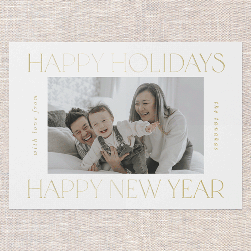 Classic Holiday Shine Holiday Card, Gold Foil, White, 5x7, Holiday, Matte, Personalized Foil Cardstock, Square