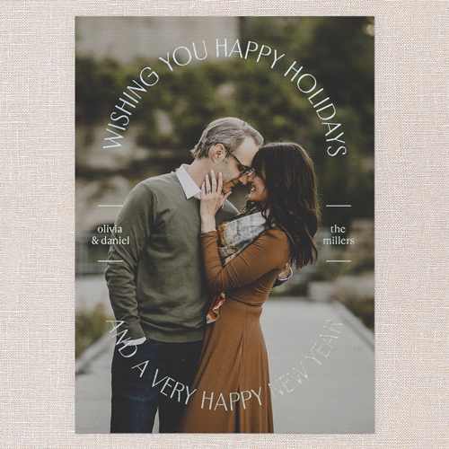 Round Radiance Holiday Card, Black, Iridescent Foil, 5x7, Holiday, Matte, Personalized Foil Cardstock, Square, Black