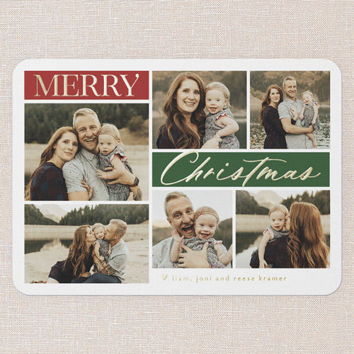 Beaming Gallery Holiday Card, Gold Foil, Red, 5x7, Christmas, Matte, Personalized Foil Cardstock, Rounded, Red