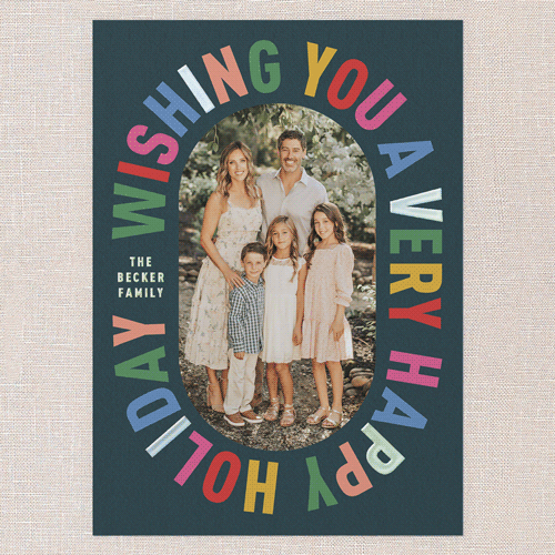 Encased In Color Holiday Card, Blue, Iridescent Foil, 5x7, Holiday, Matte, Personalized Foil Cardstock, Square, Deep Sea