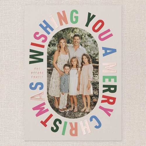 Encased In Color Holiday Card, Beige, Rose Gold Foil, 5x7, Christmas, Matte, Personalized Foil Cardstock, Square, Adobe Blush